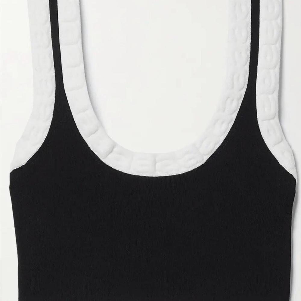 ALEXANDER WANG T
Cropped Chenille-trimmed Stretch-knit Top In Black